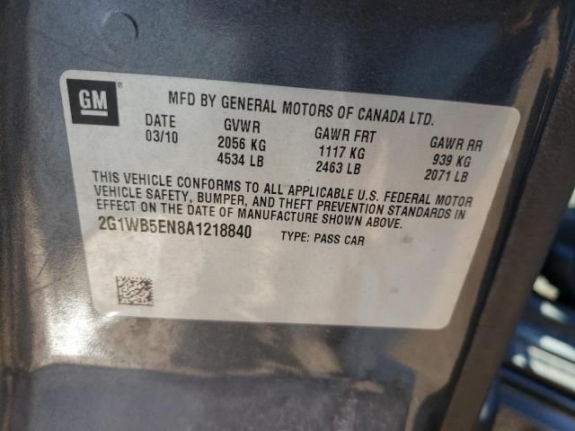 Photo 10 from auction – 2010 CHEVROLET IMPALA LT with VIN 2G1WB5EN8A1218840
