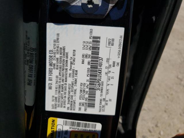 Photo 10 from auction – 2019 FORD FUSION SE with VIN 3FA6P0LU5KR140137