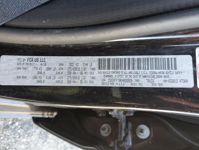 Photo 10 from auction – 2019 RAM 1500 BIG H with VIN 1C6SRFFT0KN826928