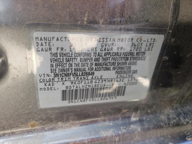 Photo 10 from auction – 2020 NISSAN VERSA SR with VIN 3N1CN8FV5LL826949