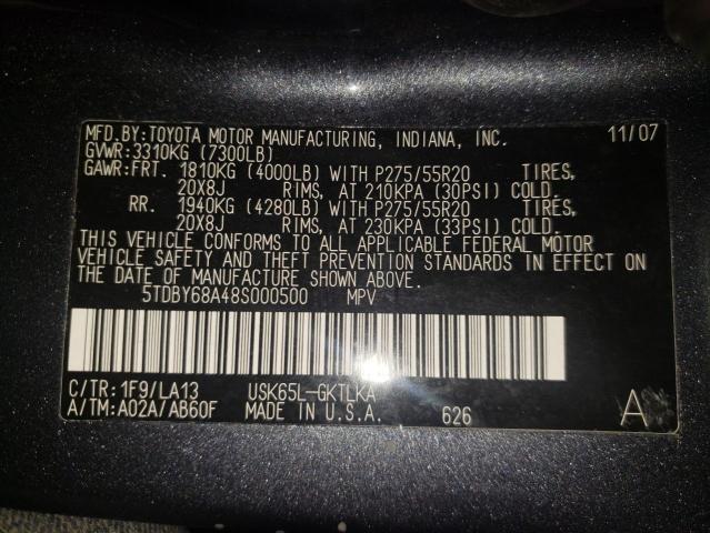 Photo 10 from auction – 2008 TOYOTA SEQUOIA LI with VIN 5TDBY68A48S000500