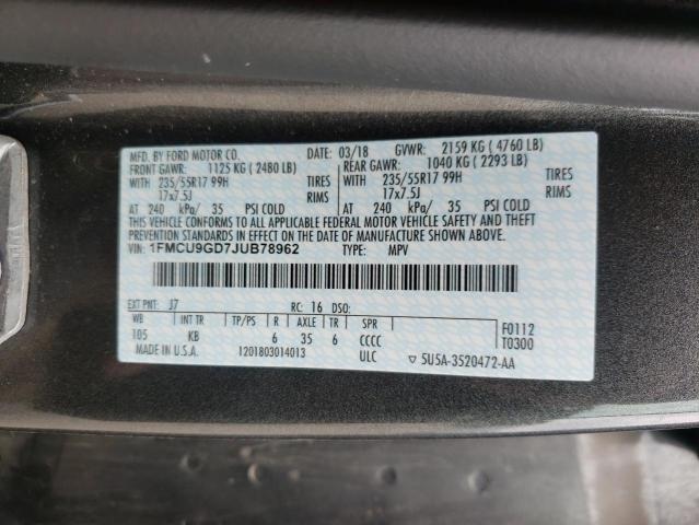 Photo 10 from auction – 2018 FORD ESCAPE SE with VIN 1FMCU9GD7JUB78962