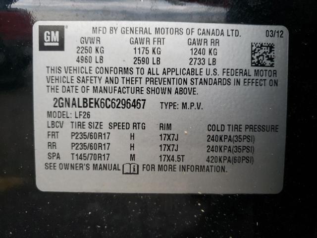 Photo 10 from auction – 2012 CHEVROLET EQUINOX LS with VIN 2GNALBEK6C6296467