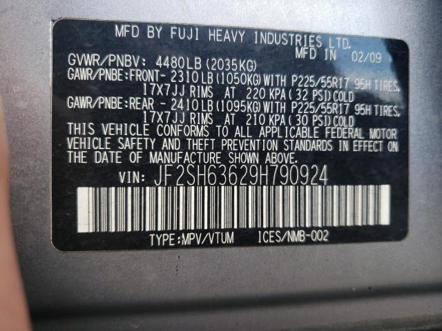Photo 10 from auction – 2009 SUBARU FORESTER 2 with VIN JF2SH63629H790924