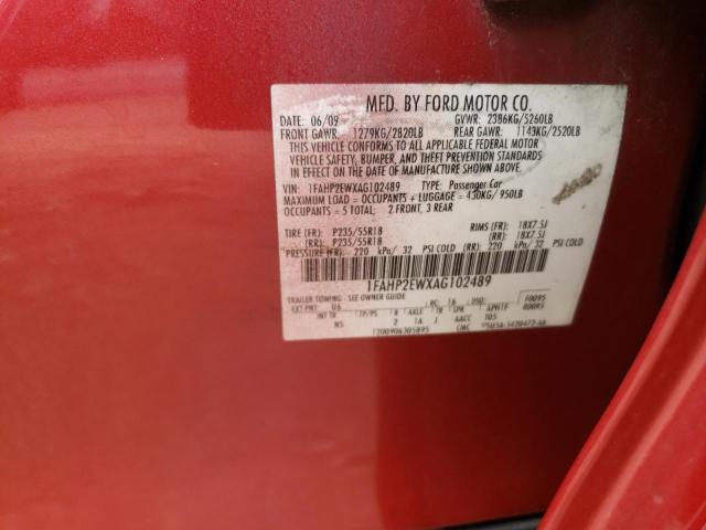 Photo 10 from auction – 2010 FORD TAURUS SEL with VIN 1FAHP2EWXAG102489