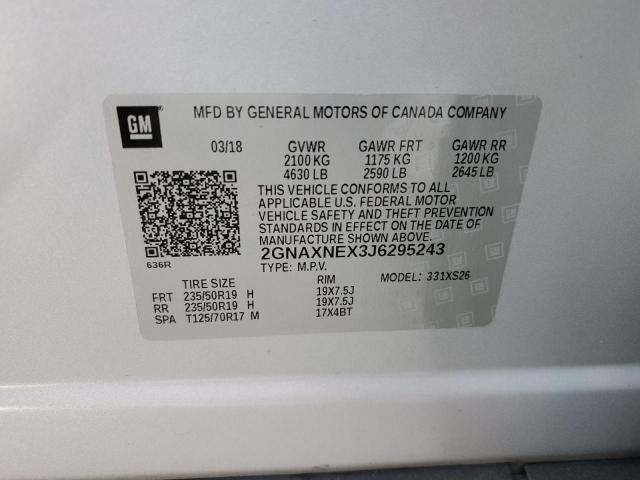 Photo 10 from auction – 2018 CHEVROLET EQUINOX PR with VIN 2GNAXNEX3J6295243