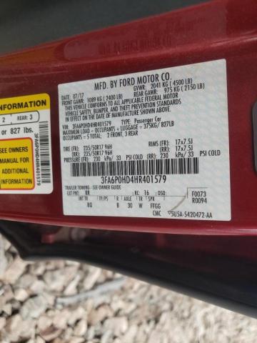 Photo 10 from auction – 2017 FORD FUSION SE with VIN 3FA6P0HD4HR401579