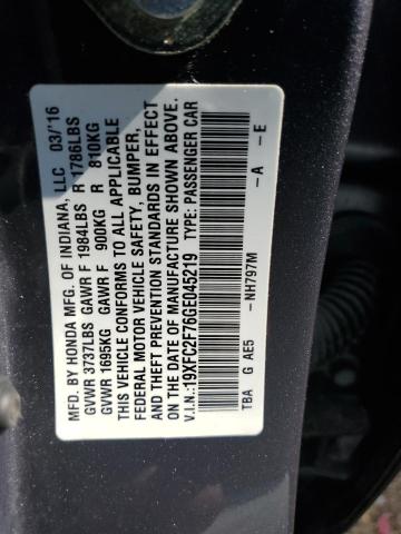 Photo 10 from auction – 2016 HONDA CIVIC EX with VIN 19XFC2F76GE045219