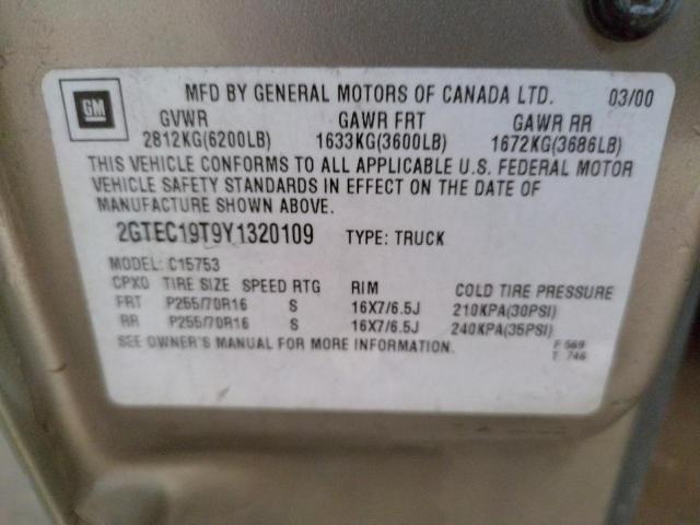 Photo 10 from auction – 2000 GMC NEW SIERRA with VIN 2GTEC19T9Y1320109