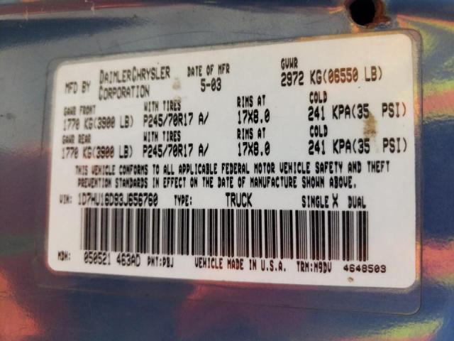 Zdjęcie 10 z aukcji – 2003 DODGE RAM 1500 S z VIN 1D7HU16D93J656760