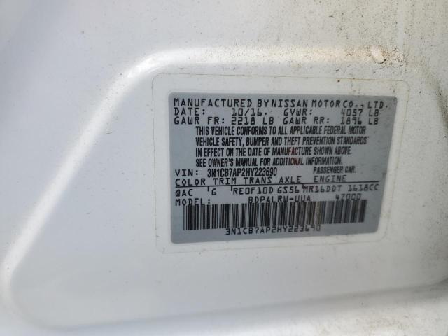 Photo 10 from auction – 2017 NISSAN SENTRA SR with VIN 3N1CB7AP2HY223690