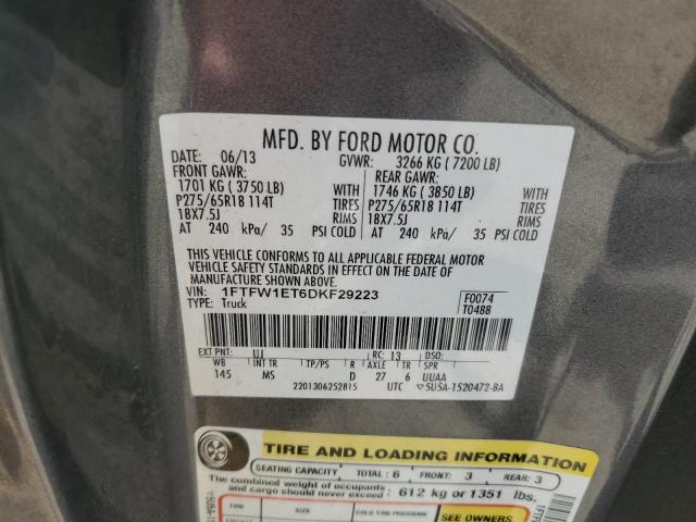Photo 10 from auction – 2013 FORD F150 SUPER with VIN 1FTFW1ET6DKF29223