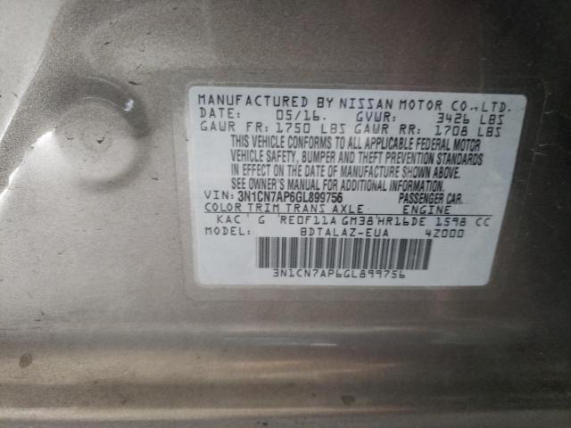 Photo 10 from auction – 2016 NISSAN VERSA S with VIN 3N1CN7AP6GL899756