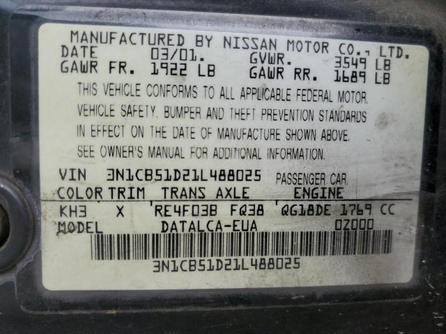 Photo 10 from auction – 2001 NISSAN SENTRA XE with VIN 3N1CB51D21L488025