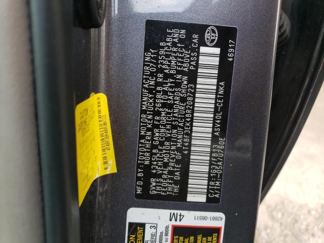 Photo 10 from auction – 2011 TOYOTA CAMRY BASE with VIN 4T4BF3EK4BR208723