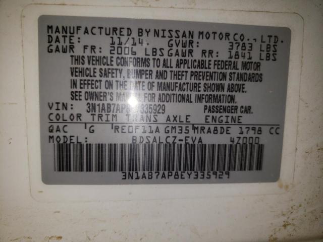 Photo 10 from auction – 2014 NISSAN SENTRA S with VIN 3N1AB7AP8EY335929