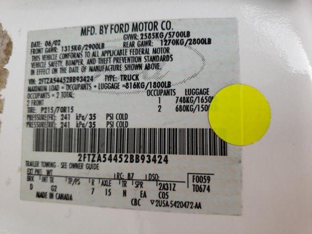 Photo 10 from auction – 2002 FORD WINDSTAR with VIN 2FTZA54452BB93424