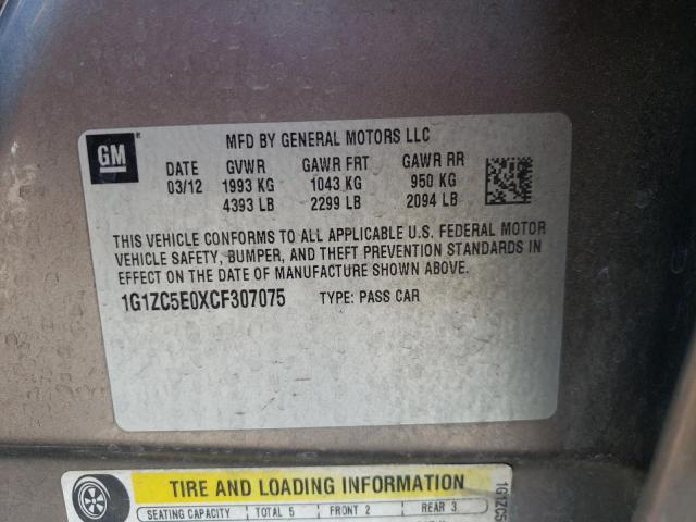 Photo 10 from auction – 2012 CHEVROLET MALIBU 1LT with VIN 1G1ZC5E0XCF307075