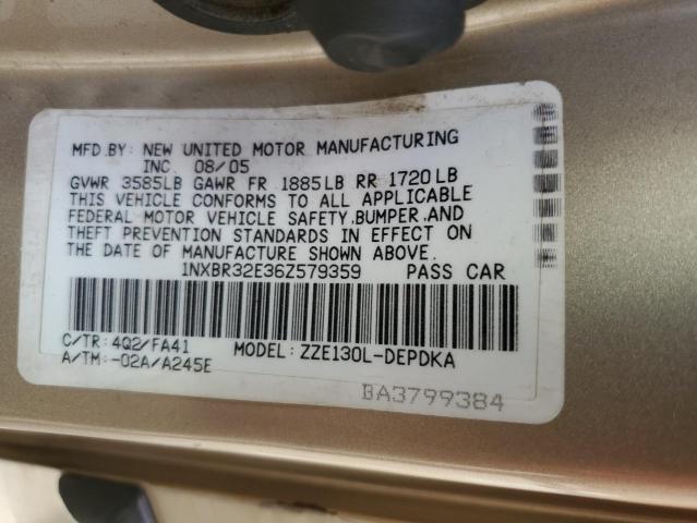 Photo 10 from auction – 2006 TOYOTA COROLLA CE with VIN 1NXBR32E36Z579359