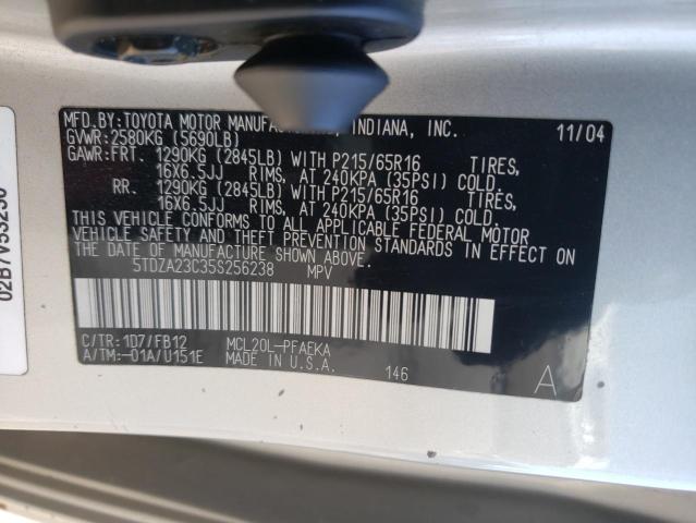 Photo 10 from auction – 2005 TOYOTA SIENNA CE with VIN 5TDZA23C35S256238