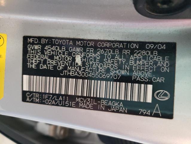 Photo 10 from auction – 2005 LEXUS ES 330 with VIN JTHBA30G455069707