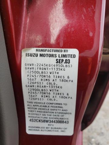 Photo 10 from auction – 2004 ISUZU RODEO S with VIN 4S2CK58W344300843