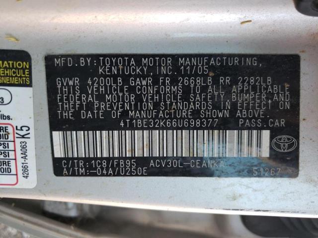 Photo 10 from auction – 2006 TOYOTA CAMRY LE with VIN 4T1BE32K66U698377