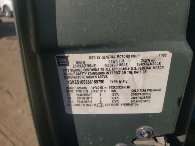 Photo 10 from auction – 2003 GMC ENVOY XL with VIN 1GKES16S336169790