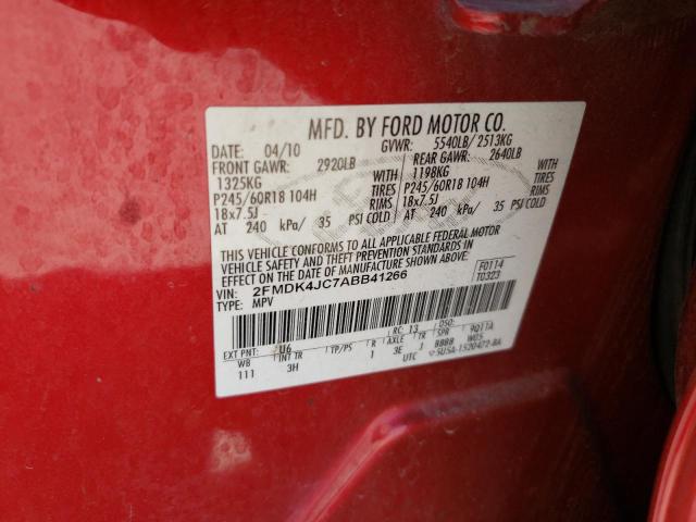 Photo 10 from auction – 2010 FORD EDGE SEL with VIN 2FMDK4JC7ABB41266
