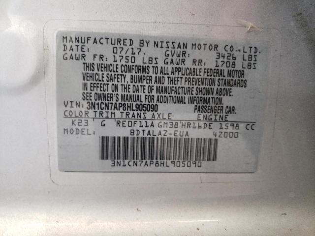Photo 10 from auction – 2017 NISSAN VERSA S with VIN 3N1CN7AP8HL905090