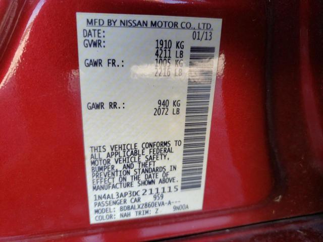 Photo 10 from auction – 2013 NISSAN ALTIMA 2.5 with VIN 1N4AL3AP3DC211115