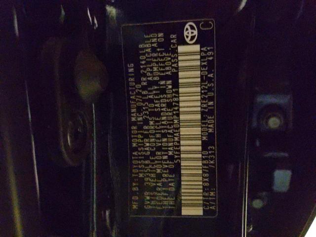 Photo 10 from auction – 2021 TOYOTA COROLLA LE with VIN 5YFEPMAE0MP147871