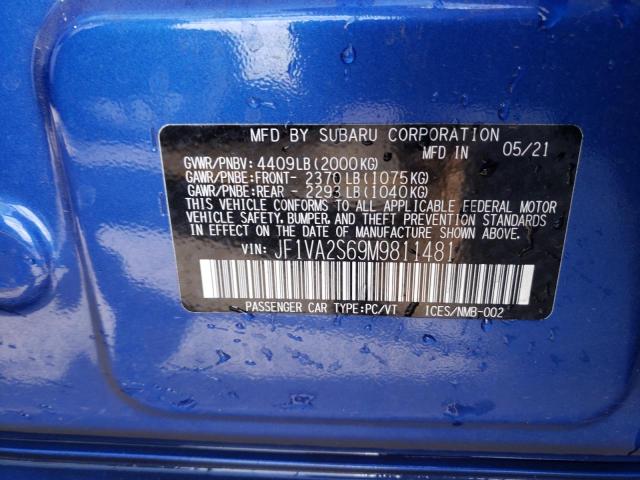 Photo 10 from auction – 2021 SUBARU WRX STI with VIN JF1VA2S69M9811481