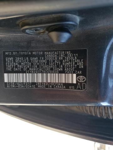 Photo 10 from auction – 2011 TOYOTA COROLLA BA with VIN 2T1BU4EE7BC690606