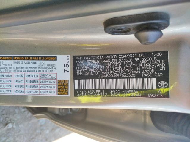 Photo 10 from auction – 2009 TOYOTA PRIUS with VIN JTDKB20U497863308