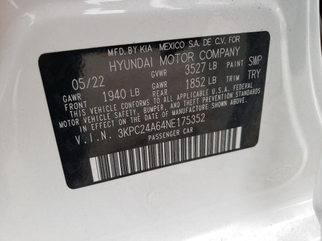 Zdjęcie 10 z aukcji – 2022 HYUNDAI ACCENT z VIN 3KPC24A64NE175352