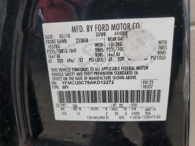 Photo 10 from auction – 2010 FORD ESCAPE XLS with VIN 1FMCU0C78AKD12272