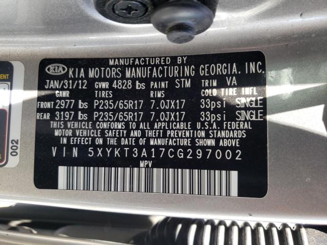 Photo 10 from auction – 2012 KIA SORENTO BA with VIN 5XYKT3A17CG297002