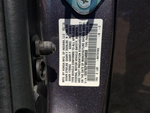 Photo 10 from auction – 2014 HONDA CIVIC EXL with VIN 19XFB2F98EE248808
