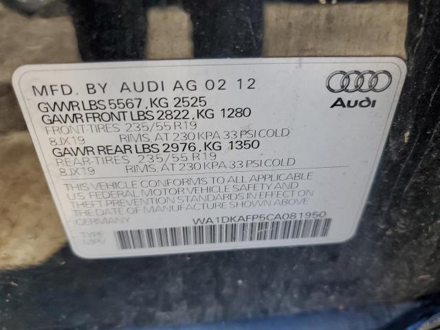 Photo 10 from auction – 2012 AUDI Q5 PREMIUM with VIN WA1DKAFP5CA081950