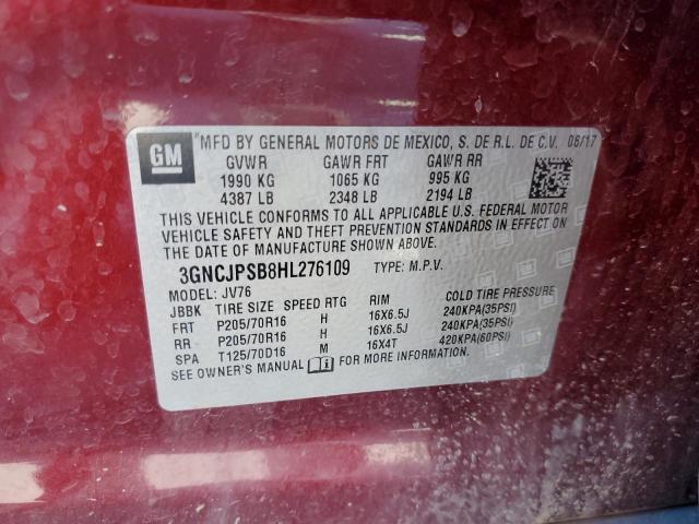 Photo 10 from auction – 2017 CHEVROLET TRAX 1LT with VIN 3GNCJPSB8HL276109