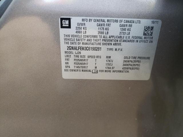 Photo 10 from auction – 2012 CHEVROLET EQUINOX LT with VIN 2GNALFEK0C6190281