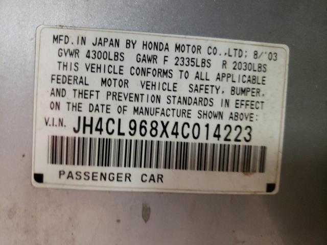 Photo 10 from auction – 2004 ACURA TSX with VIN JH4CL968X4C014223