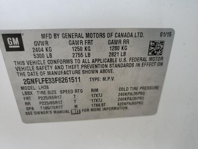 Photo 10 from auction – 2015 CHEVROLET EQUINOX with VIN 2GNFLFE33F6261511