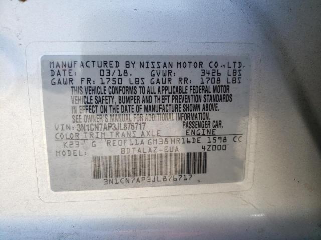 Photo 10 from auction – 2018 NISSAN VERSA S with VIN 3N1CN7AP3JL876717