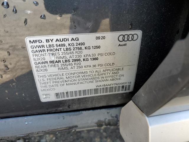 Photo 10 from auction – 2021 AUDI Q5 PREMIUM with VIN WA1BAAFY7M2003118