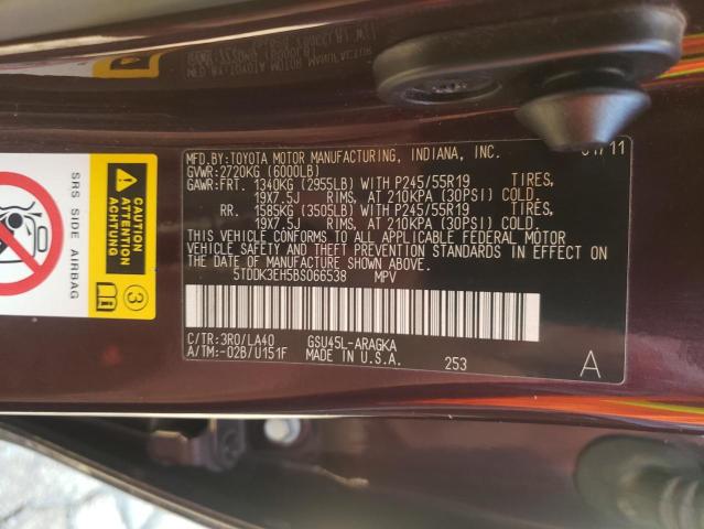 Photo 10 from auction – 2011 TOYOTA HIGHLANDER with VIN 5TDDK3EH5BS066538