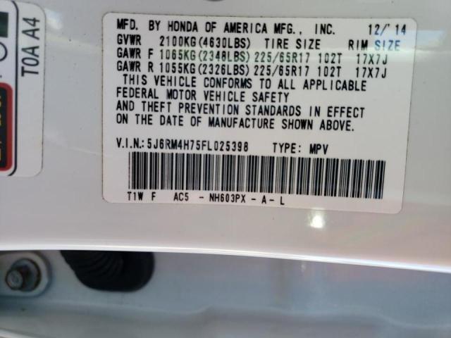 Photo 10 from auction – 2015 HONDA CR-V EXL with VIN 5J6RM4H75FL025398
