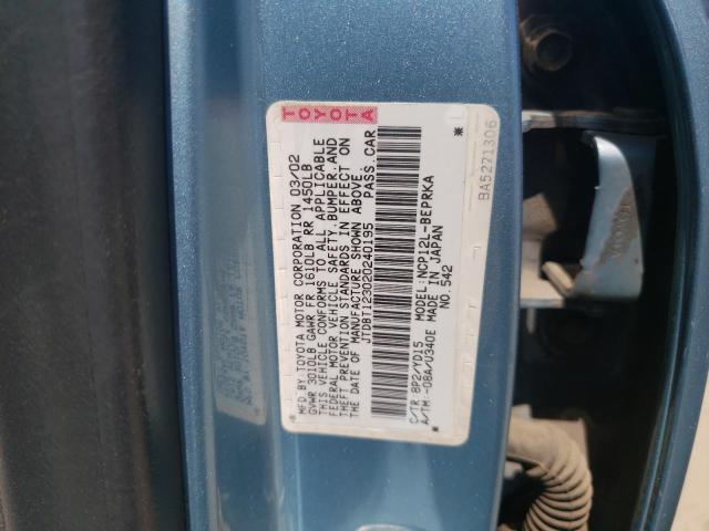 Photo 10 from auction – 2002 TOYOTA ECHO with VIN JTDBT123020240195