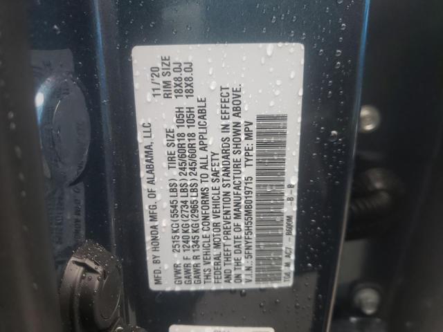 Photo 10 from auction – 2021 HONDA PILOT EXL with VIN 5FNYF5H55MB019715
